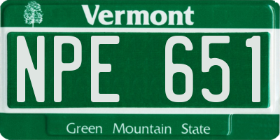 VT license plate NPE651