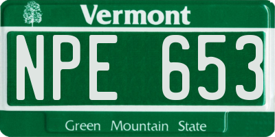 VT license plate NPE653