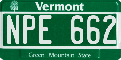 VT license plate NPE662
