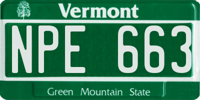 VT license plate NPE663
