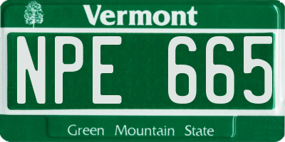 VT license plate NPE665