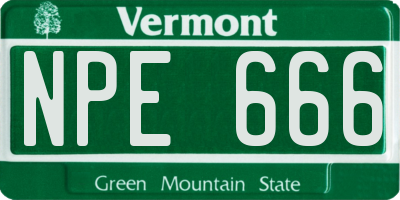 VT license plate NPE666