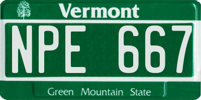 VT license plate NPE667