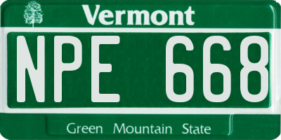 VT license plate NPE668