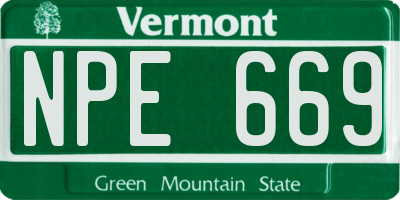 VT license plate NPE669