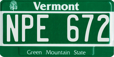 VT license plate NPE672