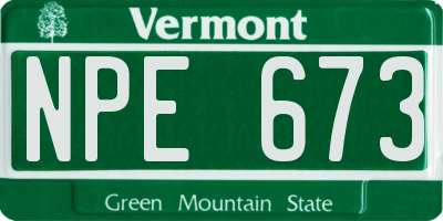 VT license plate NPE673