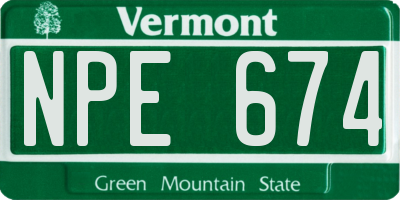 VT license plate NPE674