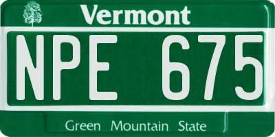 VT license plate NPE675