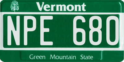 VT license plate NPE680