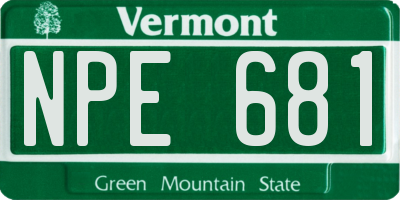VT license plate NPE681