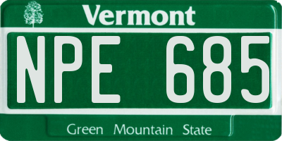 VT license plate NPE685