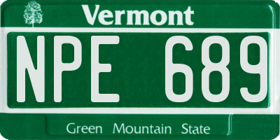 VT license plate NPE689