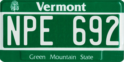 VT license plate NPE692