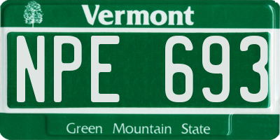 VT license plate NPE693