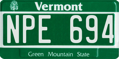 VT license plate NPE694