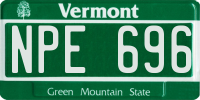 VT license plate NPE696