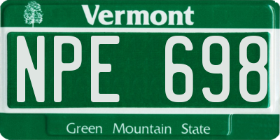 VT license plate NPE698