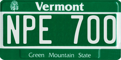 VT license plate NPE700