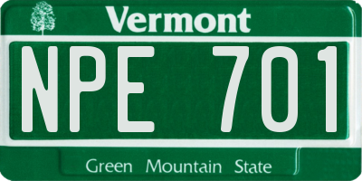 VT license plate NPE701