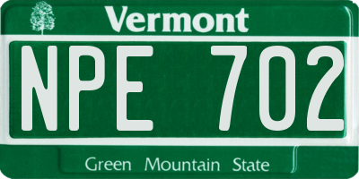 VT license plate NPE702