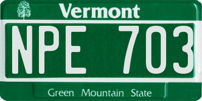 VT license plate NPE703