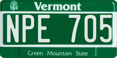VT license plate NPE705