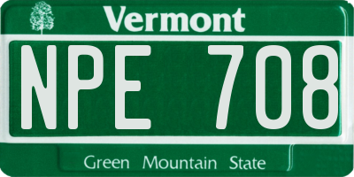 VT license plate NPE708