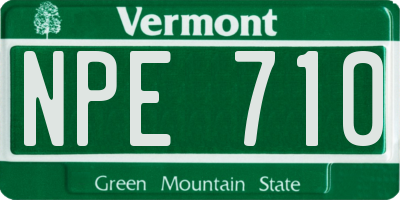 VT license plate NPE710