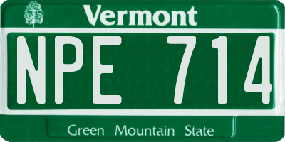 VT license plate NPE714