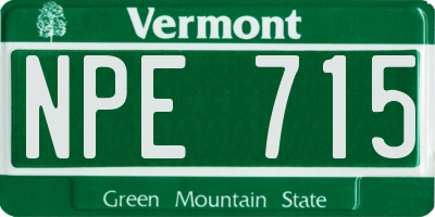 VT license plate NPE715