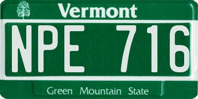 VT license plate NPE716