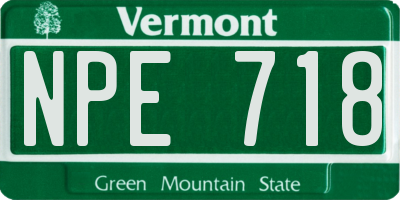 VT license plate NPE718