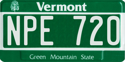 VT license plate NPE720