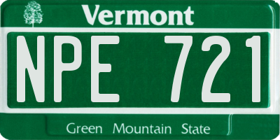 VT license plate NPE721