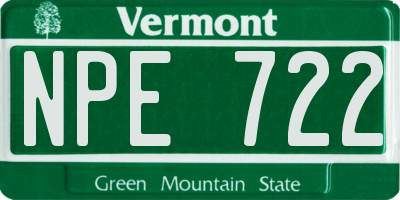 VT license plate NPE722