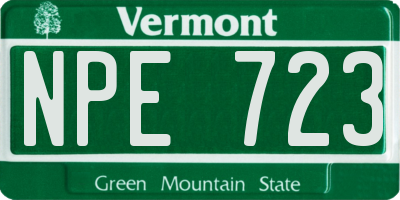 VT license plate NPE723