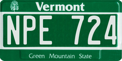 VT license plate NPE724