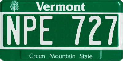 VT license plate NPE727