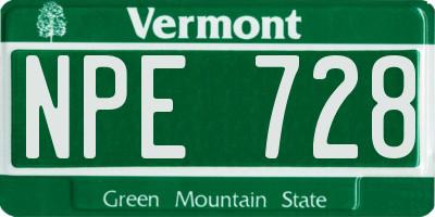 VT license plate NPE728
