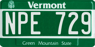 VT license plate NPE729