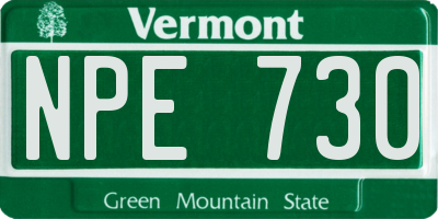 VT license plate NPE730