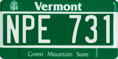 VT license plate NPE731