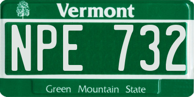 VT license plate NPE732