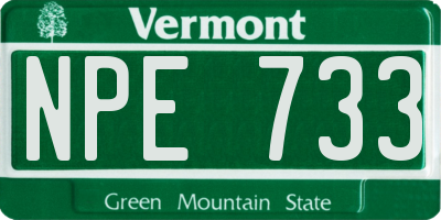 VT license plate NPE733