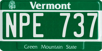 VT license plate NPE737