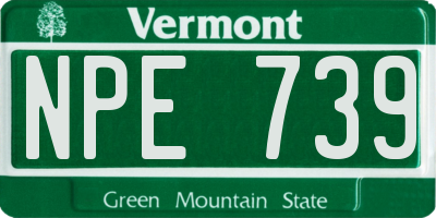 VT license plate NPE739