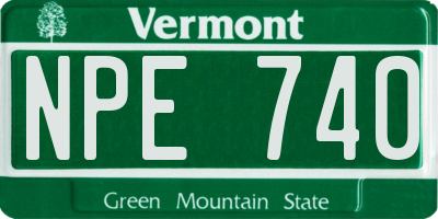 VT license plate NPE740