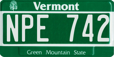 VT license plate NPE742
