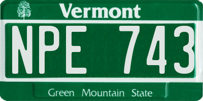 VT license plate NPE743